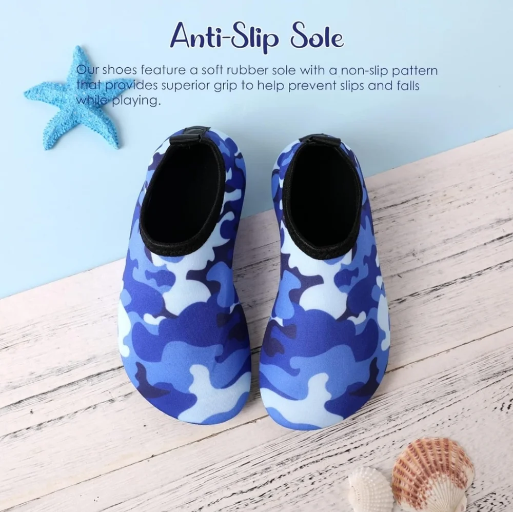 Boys Toddler Water Shoes Blue Camouflage Design Slip On By PatPat